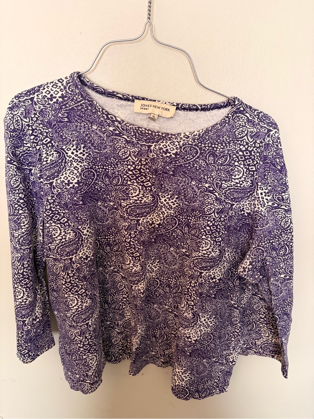VINTAGE - Jone New York Purple Paisley Print Women's Top
